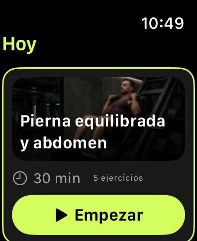 Captura real de la rutina de hoy en Ciclo Pro Watch